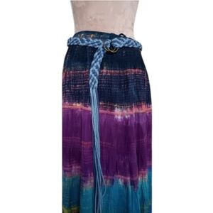 Blue Braided Woven Boho Belt ~ One Size Adjustable